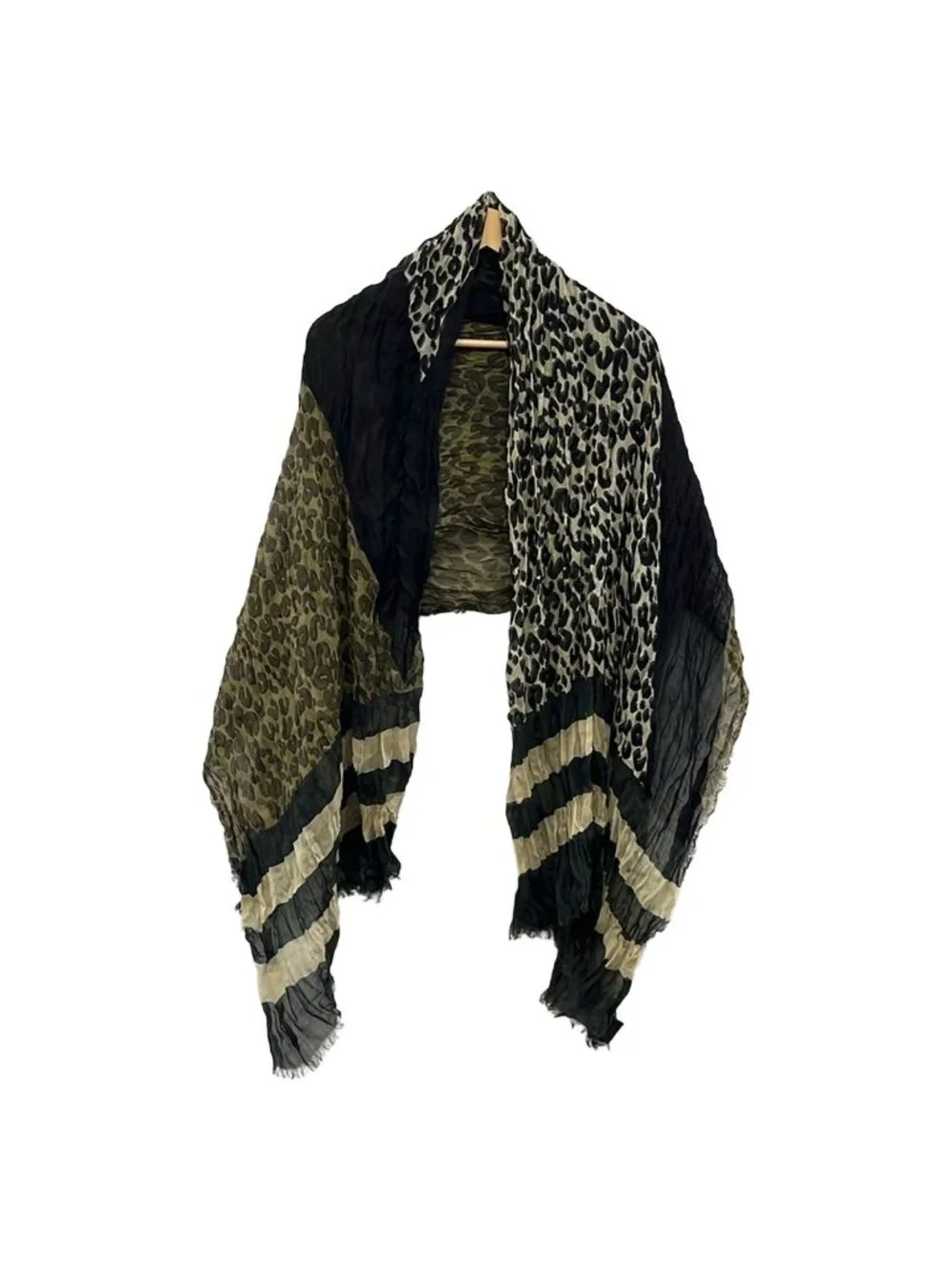 Louis Vuitton Shawl Etole Leopard Khaki Vanille Cashmere Silk Scarf